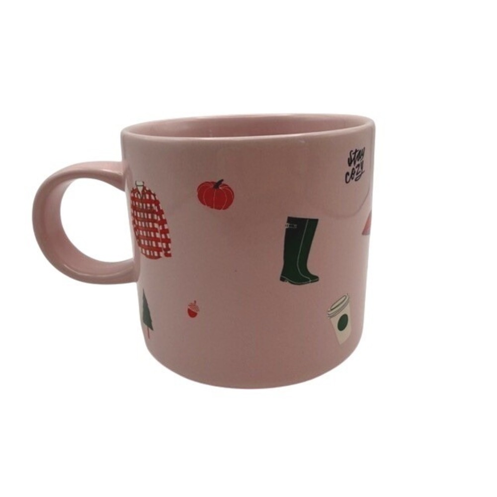 Starbucks 2018 Stay Cozy Sweater Weather Pink Autumn Fall Coffee Mug 12oz